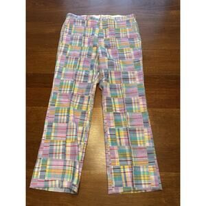 Size 36 Vintage Belle Meade By Thompson Pastel Madras Patchwork Pants Preppy
